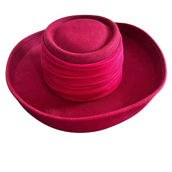 Vintage Whittall & Shon Doeskin 100% Felt Wool Burgundy Bollman Hat Co. USA - Picture 9 of 10